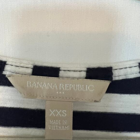 Banana Republic dress women’s size XXS Navy blue White Striped Short Sleeve - Picture 2 of 8